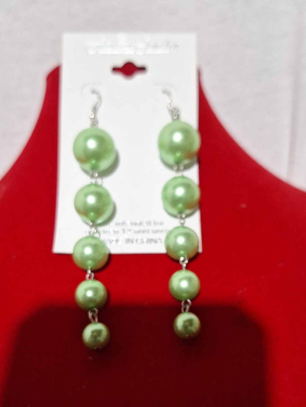 Green Pearl Drop Earrings - Women Jewelry - Picture 3 of 3